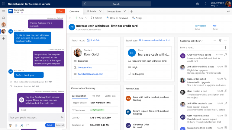 Microsoft Dynamics 365 Customer Service screen