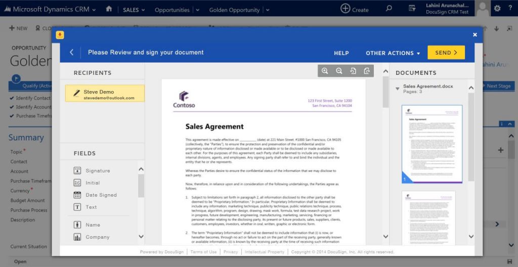 Document ready for e-signing