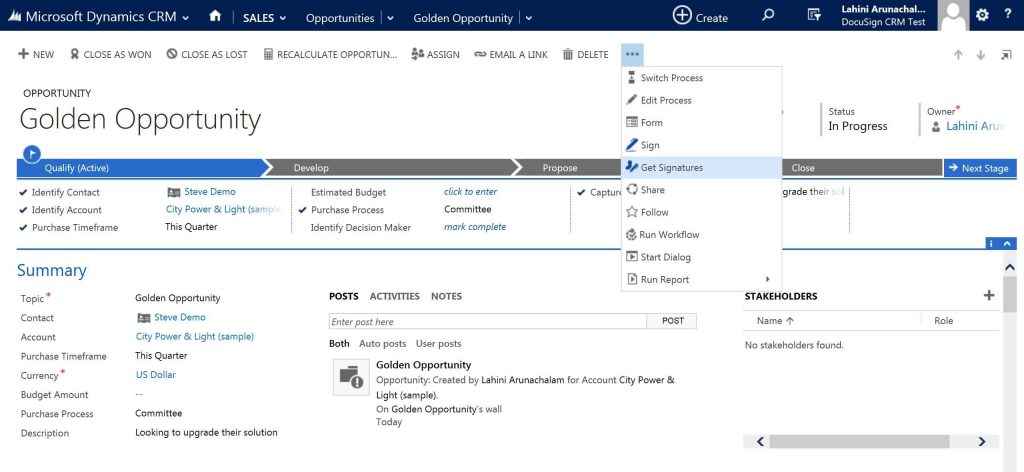 E-signatures in Dynamics