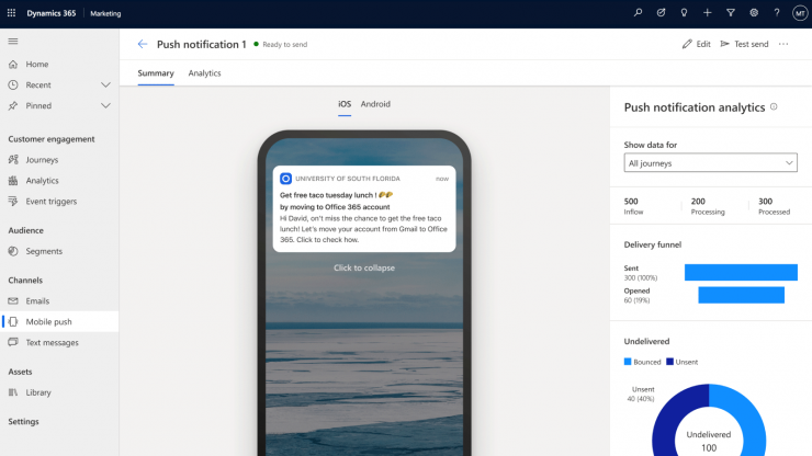 Dynamics 365 for Marketing Mobile phone marketing