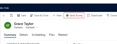 Send customer voice Survey button in Dynamics 365