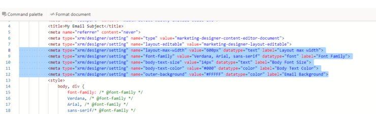 HTML code in Dynamics Marketing