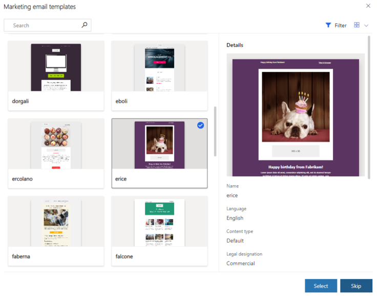Marketing templates