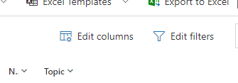 Edit columns / edit filters