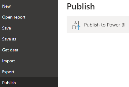Publish menu in PowerBI