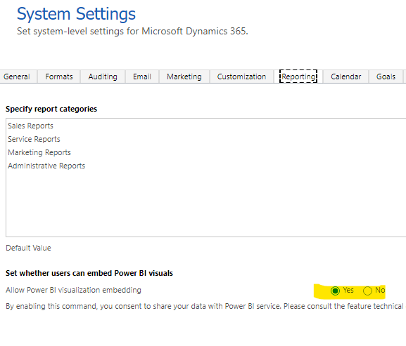 System settings in Dynamics 365