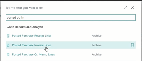 Find posted purchase invoice lines