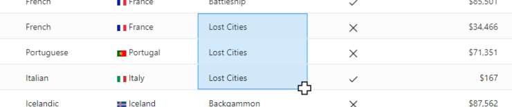 Dynamics grid fill down example
