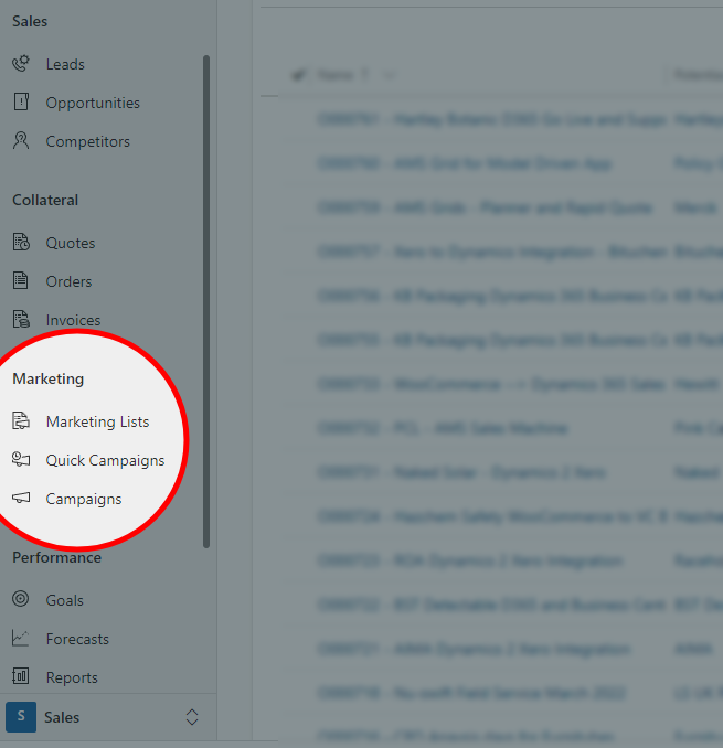 marketing area of CRM