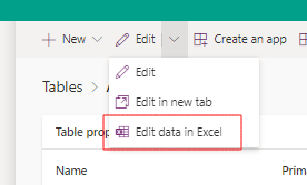 Power Apps - Edit data in Excel