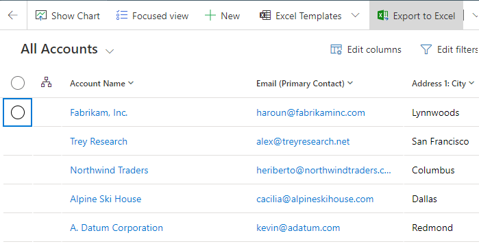 Export to Excel button