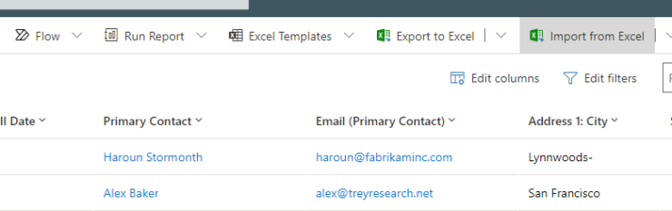 Import from Excel