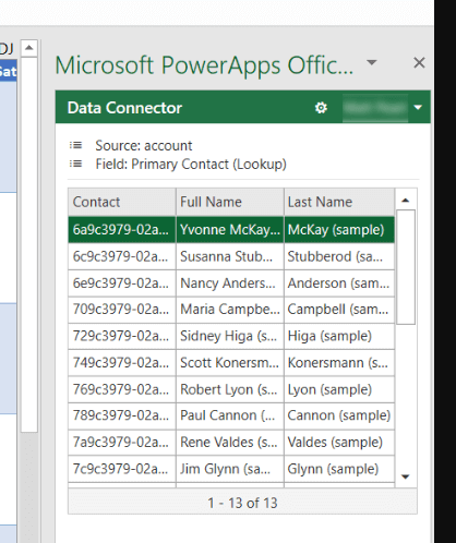 Lookup fields in Excel Power Apps