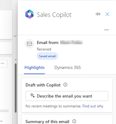 Copilot tab in Outlook for the web