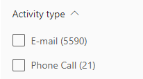 Activity type group in timeline