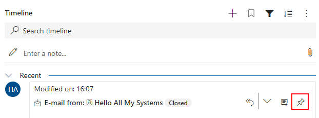 Pinning items in the activity timeline