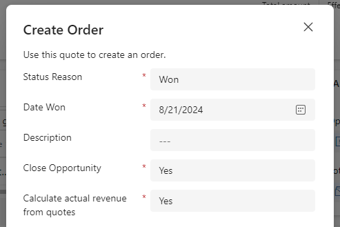 Create an order from a quote