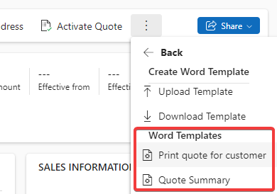 Create Word template from a quote