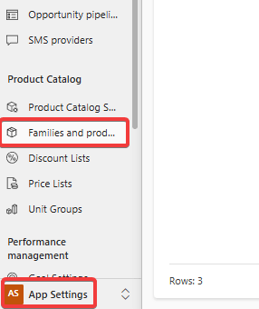 product families and product settings Dynamics 365