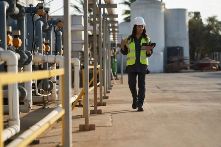 Field service engineer using a tablet